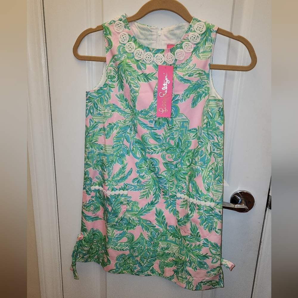 Girls NWT Lilly Pulitzer Tropical Pink and Green Dress